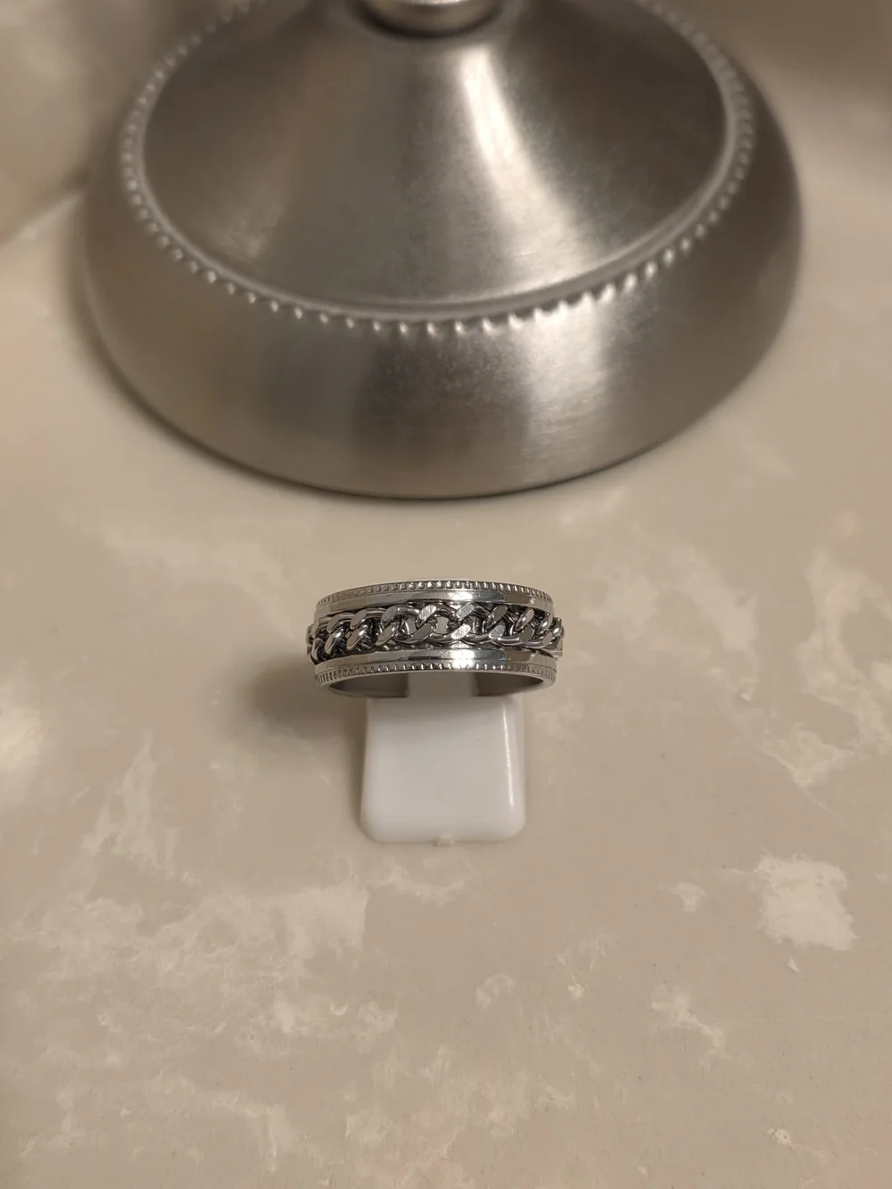 Men's Stainless Steel Chain Link Spinner Ring Size 9
